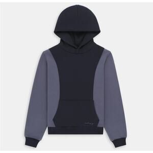 MEDIUM Madhappy Panelled Snap Hoodie in Fleece Navy